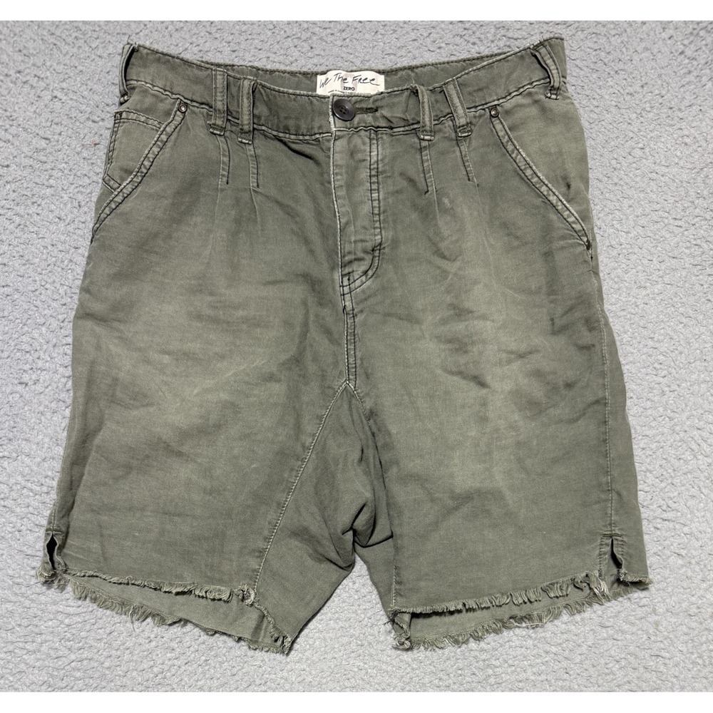 Free People We The Free Green baggy cutoff shorts‎ Womens size 0 Button fly